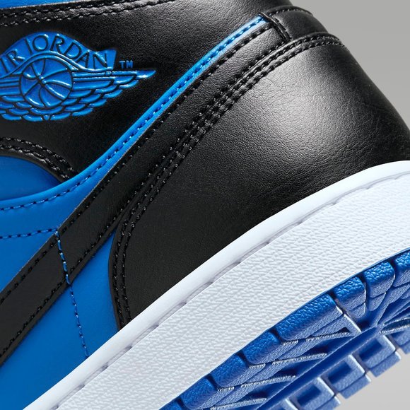 Air Jordan 1 Mid Men's Black, Blue & White Sneakers - USA Size:11.5 - New in Box - Picture 8 of 13